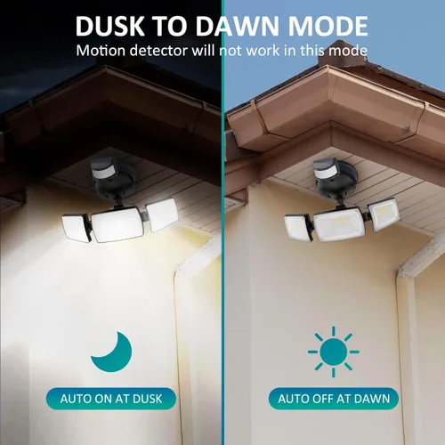 Vista 3 de USTELLAR Luces LED de seguridad de 55 W, luz con sensor de movimiento con control remoto, luces de inundación LED para exteriores, del atardecer al