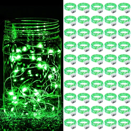 Vista 34 de Paquete de 8 luces de hadas que funcionan con pilas, 20 mini luces LED de 7 pies, alambre plateado, luces parpadeantes para bricolaje, fiestas