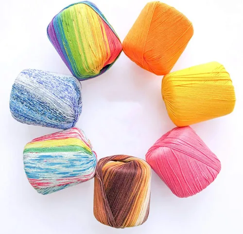 Vista 8 de Hilo de algodón suave para ganchillo: hilo azul cielo abigarrado para proyectos de tejer de bricolaje perfecto para bufandas, sombreros