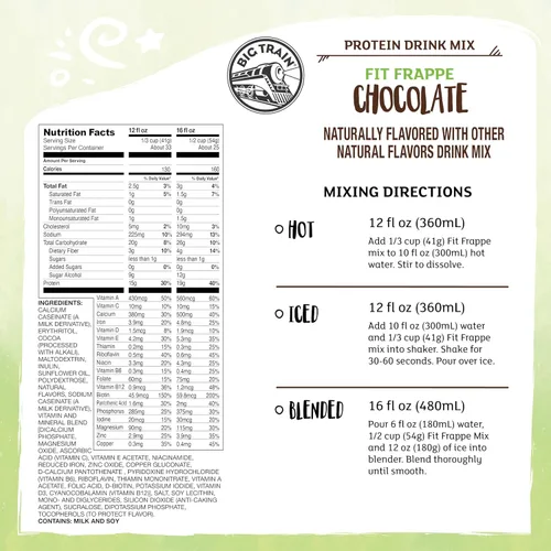 Vista 2 de Big Train Fit Frappe - Mezcla de bebidas de proteína de chocolate, 3 libras (paquete de 1)