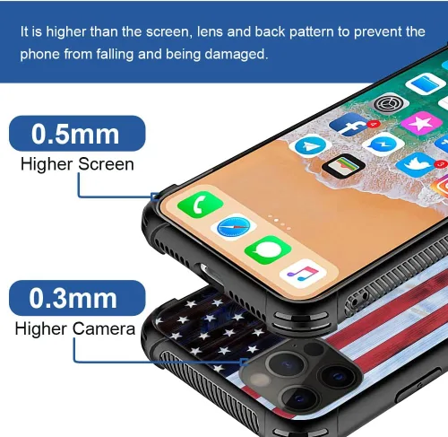 Vista 4 de DAIZAG Funda compatible con iPhone 12, diseño de bandera estadounidense de grano de madera roja y blanca para iPhone 12 Pro, fundas para hombre