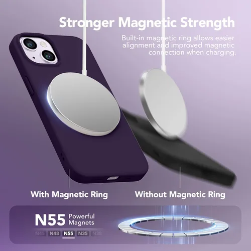 Vista 1254 de GONEZ Funda magnética para iPhone 14, compatible con Magsafe, con protector de pantalla + protector de cámara, forro de microfibra antiarañazos