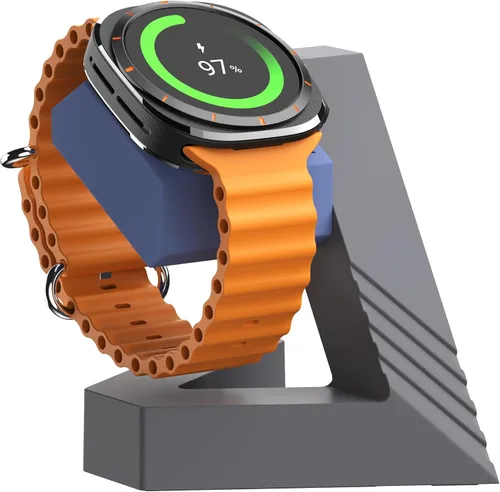 MOSHOU Soporte de cargador de diseño geométrico compatible con Samsung Galaxy Watch 7 (1.57/1.732 pulgadas)/7 Ultra/6/5, modo de mesita de noche,