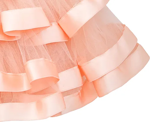 Vista 6 de Lilax Vestido de encaje floral para bebé, conjunto de vestido de tutú de tul en capas