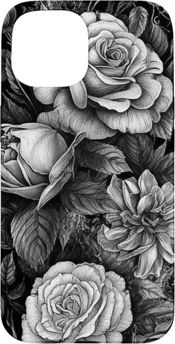 Vista 7 de Negro y blanco gótico rosas flores gótico jardinería caso para iPhone 16