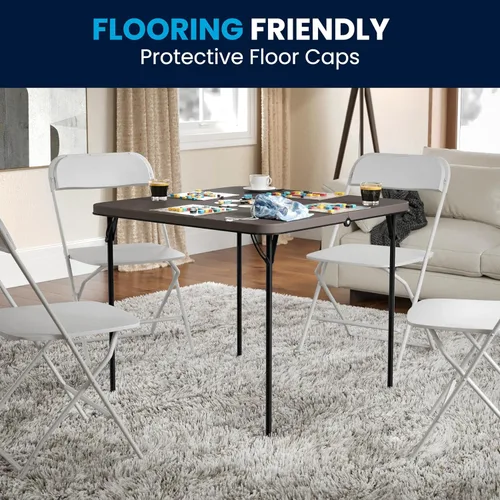 Vista 7 de Flash Furniture Dunham Mesa Cuadrada de Plástico Plegable para Eventos de 2.83 Pies con Asa de Transporte, Mesa de Banquete Bi-Fold para Eventos