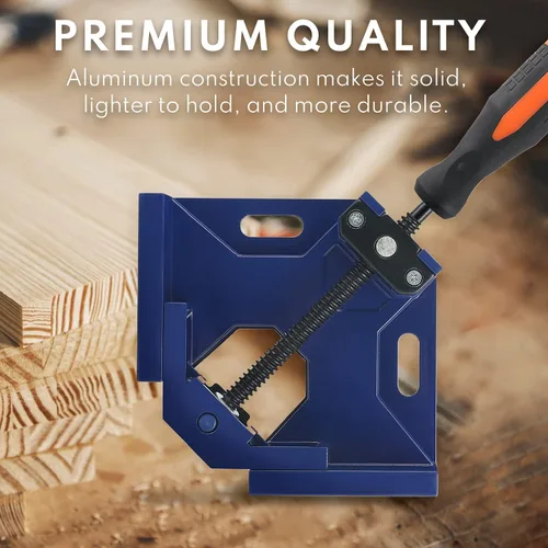 Vista 7 de Abrazadera de esquina – Abrazadera de ángulo recto de 90 grados – Aleación de aluminio resistente de un solo mango por DMNI (4, azul)