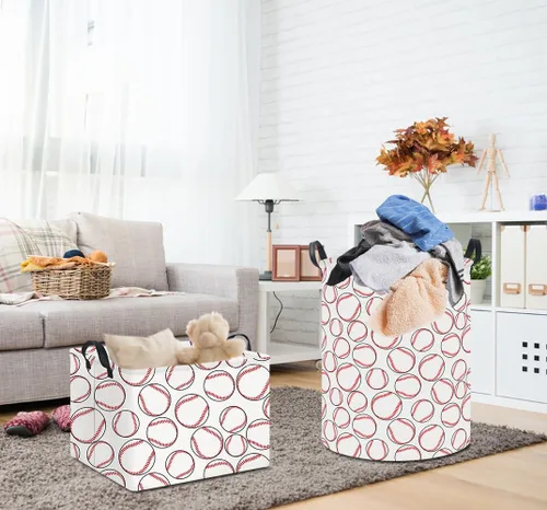 Vista 3 de Cesta de lavandería de 19.7 pulgadas, cesta de ropa sucia para niños, contenedor de almacenamiento de juguetes impermeable, decoración