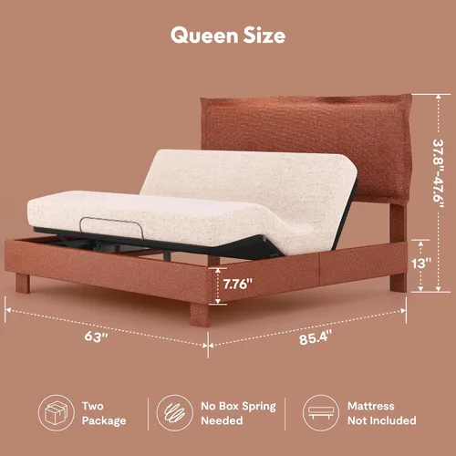 Vista 11 de FLEXISPOT Base de cama ajustable con marco de cama tapizado, elevador