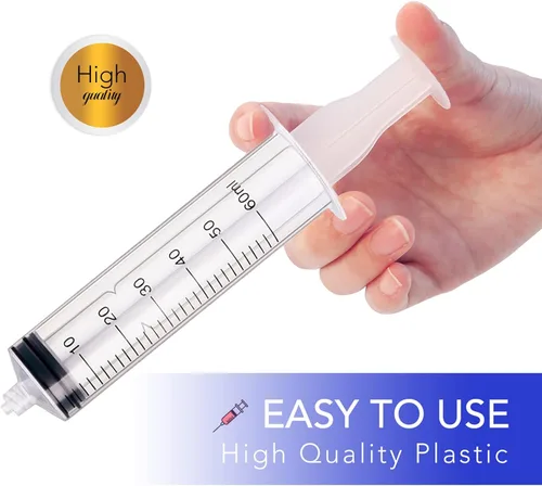 Vista 3 de Paquete de 4 jeringas Luer Lock de plástico de 2.3 fl oz, jeringa de medición selladas individualmente para laboratorios científicos, medición