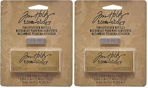 Vista 3 de Tim Holtz Idea-ology Recambios de metal para accesorios pequeños, caja de 1550 grapas, 0.25 pulgadas, TH92801