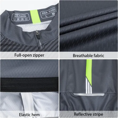Vista 4 de ROTTO Camiseta de ciclismo para hombre, manga larga, línea simple, serie