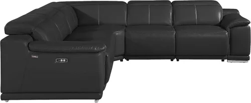 Vista 3 de BlackJack Furniture Venice - Sofá modular de cuero italiano de grano superior de 5 piezas con 3 reclinables eléctricos, reposacabezas ajustable