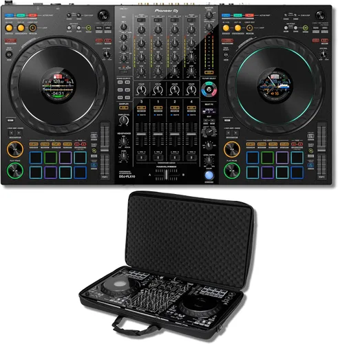 Pioneer DDJ-FLX10 - Controlador DJ de 4 canales para rekordbox y Serato DJ Pro (Negro) con Estuche Pro-Fit Headliner HL12007 para DDJ-FLX10