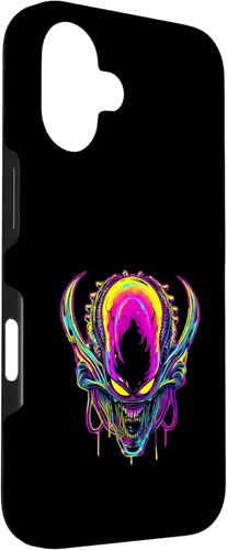 Vista 3 de iPhone 16 Retro Funny streetwear Synthwave 80s 90s spacezilla alien Case