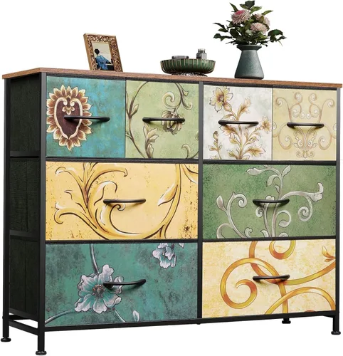 Vista 19 de WLIVE Cómoda para dormitorio con 8 cajones, cómoda de tela ancha para almacenamiento y organización, cómodas de dormitorio, cajonera para sala