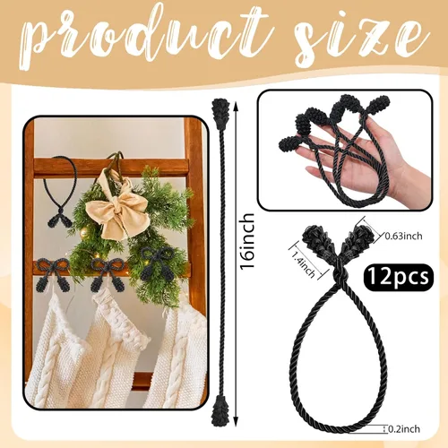 Vista 2 de Shappy - 12 piezas de ataduras decorativas de Navidad para barandillas, ataduras reutilizables y flexibles de torsión para guirnaldas, escaleras