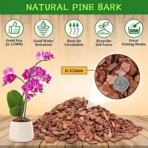 Vista 2 de Legigo Corteza orgánica para macetas de orquídeas de 4 cuartos de galón - Mezcla natural para macetas de corteza de orquídea, astillas de madera