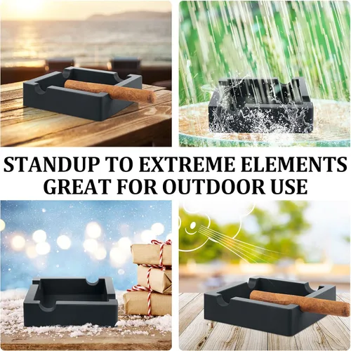 Vista 7 de Cenicero para puros, cenicero de silicona para patio exterior e interior, ceniceros grandes para cenizas al aire libre, ceniceros Negro