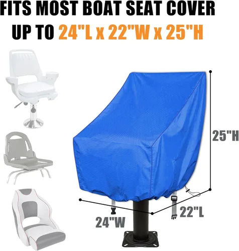 Vista 2 de Kintaki Funda de asiento de barco, 600D impermeable para asiento de lancha, resistente a la decoloración y pedestal para silla de pontón, protección