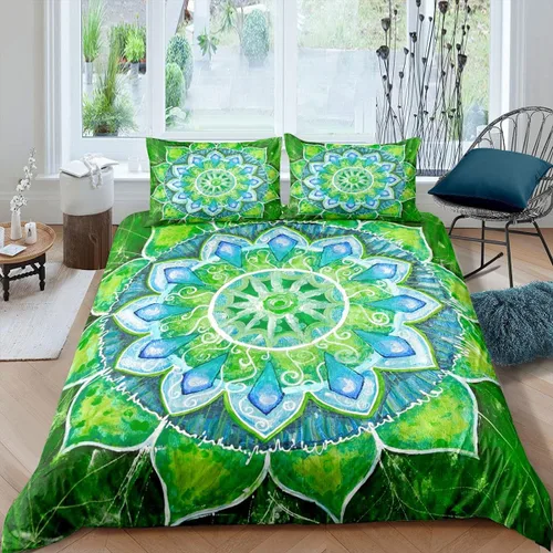 Feelyou Juego de ropa de cama con diseño de mandala, estilo retro, bohemio, con mandala, funda de edredón para niños, niñas, adolescentes, bohemio,