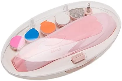 Multifuncional Infant Boys Girls eléctrico Grinder de uñas Nail Trimmer Clipper Kids Nail Care conjuntos Manicura Herramientas, Rosado claro, 100