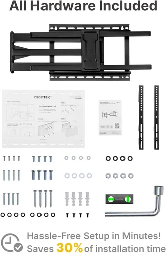 Vista 9 de monTEK Soporte de pared para TV de brazo largo para la mayoría de televisores de 43-80 pulgadas, extensión de brazo de 42 pulgadas, soporte de pared