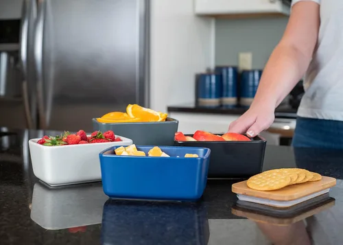 Vista 6 de Nat & Jules - Mantequera de cerámica de 1/2 libra, 2 barras con tapa hermética de bambú, accesorio de cocina, soporte para contenedores