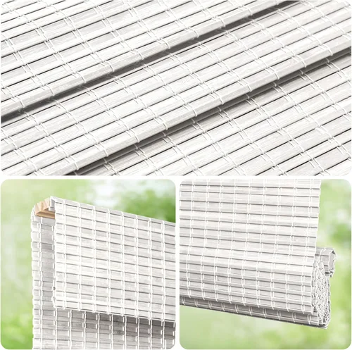 Vista 3 de LazBlinds Persianas romanas de bambú sin cordones, persianas de privacidad para ventanas interiores, oscurecimiento de la habitación, persianas