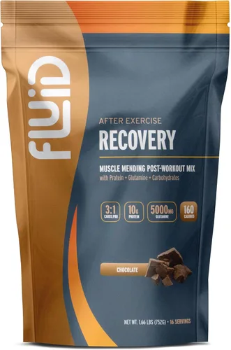 Fluid Recovery, mezcla de bebida después del entrenamiento, proteína aislada de suero de leche, L-glutamina, carbohidratos, todos los ingredientes