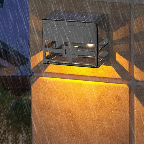 Vista 4 de Lxcom Lighting Luces solares decorativas de pared, luces solares para vallas, luces solares para exteriores, luz de cubierta, impermeable, luces