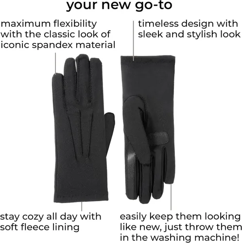 Vista 2 de isotoner womens Spandex Cold Weather Stretch Gloves With Warm Fleece Lining
