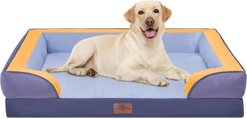 Vista 236 de Comfort Expression Cama ortopédica para perros extra grandes de 45 x 35 pulgadas, cama para mascotas XL de espuma tipo caja de huevos impermeable
