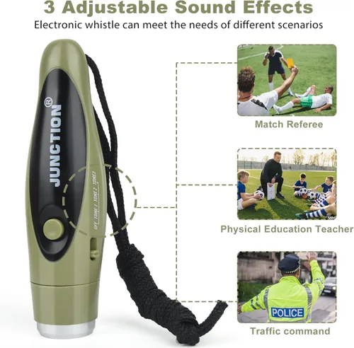 Vista 2 de Silbatos electrónicos, silbatos eléctricos más fuertes, 3 tonos, silbato de alto volumen, de mano para entrenadores, árbitros, silbato