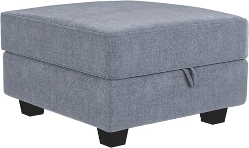 Vista 4 de HONBAY Módulo otomano cuadrado para sofá modular seccional, reposapiés otomano de almacenamiento y cubo de asiento, gris azulado