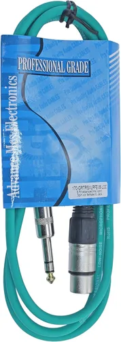 Vista 3 de Cable de conexión de audio profesional XLR hembra TRS a 3 pines de 1/4 pulgadas equilibrado y blindado (6 pies de largo, verde)