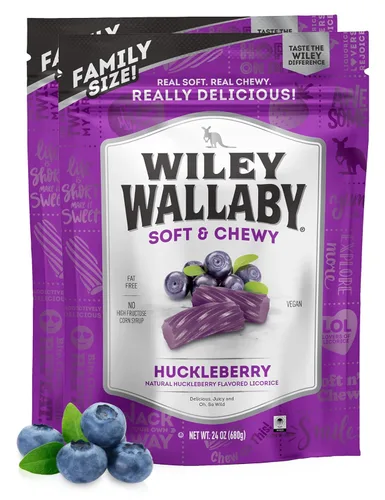 Vista 10 de Wiley Wallaby Paquete variado de regaliz – Dulces de regaliz de arándano, limonada y granada azul, estilo clásico gourmet australiano, suave