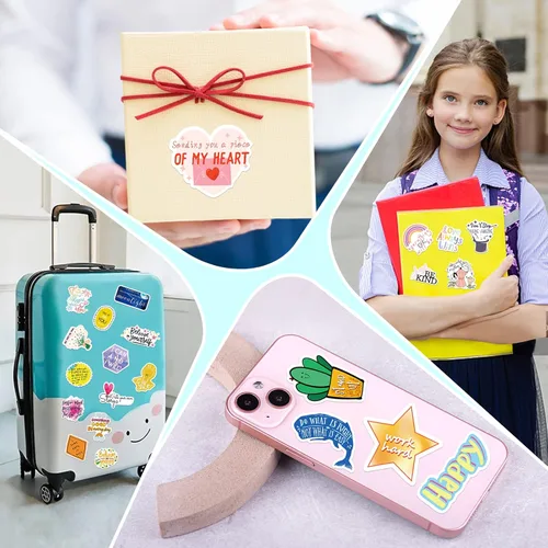 Vista 5 de Calcomanías con citas inspiradoras, 400 unidades de calcomanías motivacionales impermeables para botellas de agua, laptops, libros, patinetas