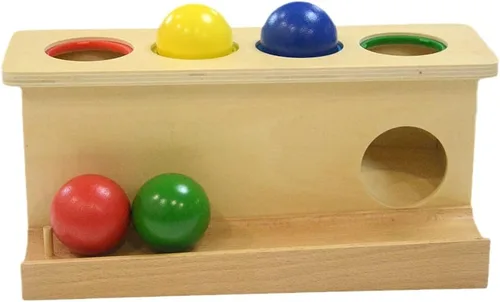 Vista 3 de Montessori - Pelota de madera para niños pequeños, juguetes para niños en edad preescolar, juguetes de empuje, multicolor