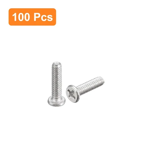 Vista 8 de uxcell M1-0.010 x 0.079 in, 100 tornillos de cabeza plana redonda de acero inoxidable 304 Phillips Drive Machine Tornillos de fijación de hardware