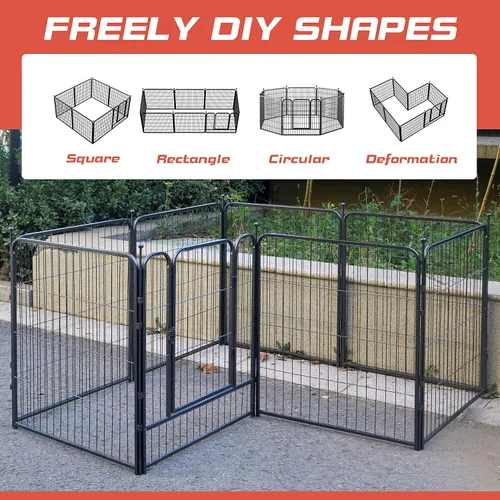 Vista 5 de Corralito para perros, 32/40/45 pulgadas de altura en resistente, plegable para interiores y exteriores, valla antióxido para ejercicio de perros