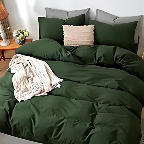 Vista 5 de INDACORIFY Forest Green Cotton Duvet Cover Stonewashed Soft Cotton Bedding Set Donna Quilt Cover Twin King Queen Euro Todler and Custom