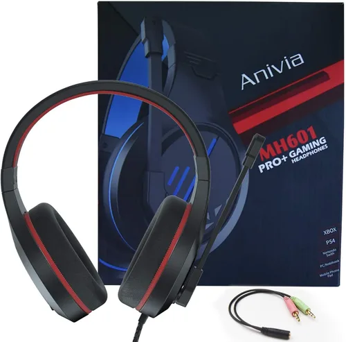 Vista 7 de Anivia MH601 - Auriculares con micrófono LED con cable con micrófono de cancelación activa de ruido conector de audio estéreo de 0138in color rojo