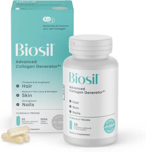Biosil Suplemento potenciador de colágeno - 30 cápsulas originales - Activador patentado ch-OSA para piel, cabello, uñas y articulaciones - Apoya la