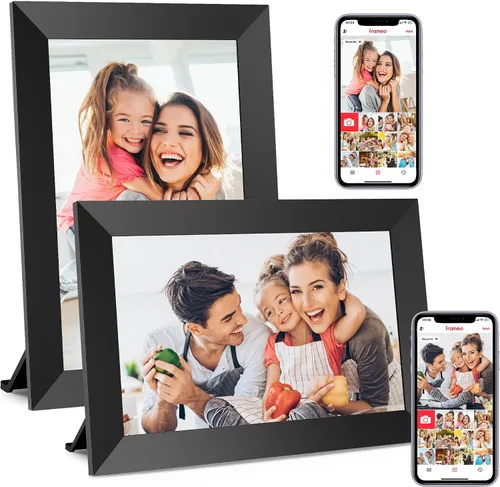 BIGASUO Marco de fotos digital, marco digital Frameo de 10.1 pulgadas, WiFi con memoria de 32 GB, pantalla táctil IPS de 1280 x 800, envía Negro