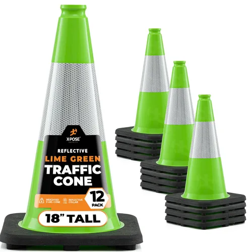 Vista 11 de Xpose Safety Conos de tráfico naranjas de 18 pulgadas, resistentes, 3 libras con collar de 6 pulgadas, 1 paquete de conos de seguridad de plástico