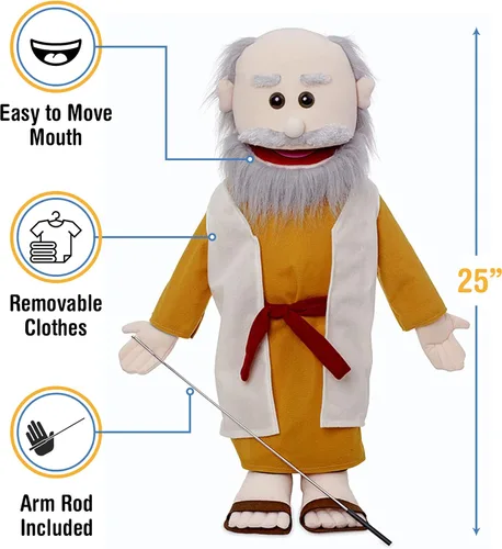 Vista 2 de Moisés de 25 pulgadas, personaje bíblico de cuerpo completo, marioneta de ministerio cristiano