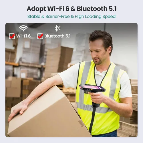 Vista 5 de Escáner de código de barras Android, Android 11, terminal de datos PDA resistente Wi-Fi 6, computadora móvil de mano con escáner cebra, escáner