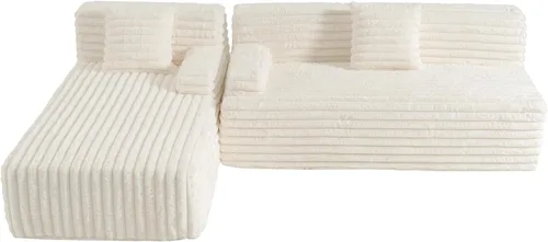 Sofá modular modular, sofá convertible en forma de L y sofá cama, sala de estar con suelo nuboso para juegos de muebles de sala de estar, beige