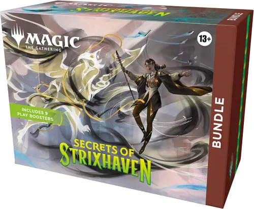 Magic: The Gathering Secrets of Strixhaven - Paquete (9 refuerzos de juego, 30 tierras, 1 tarjeta de arte alternativo + accesorios exclusivos)